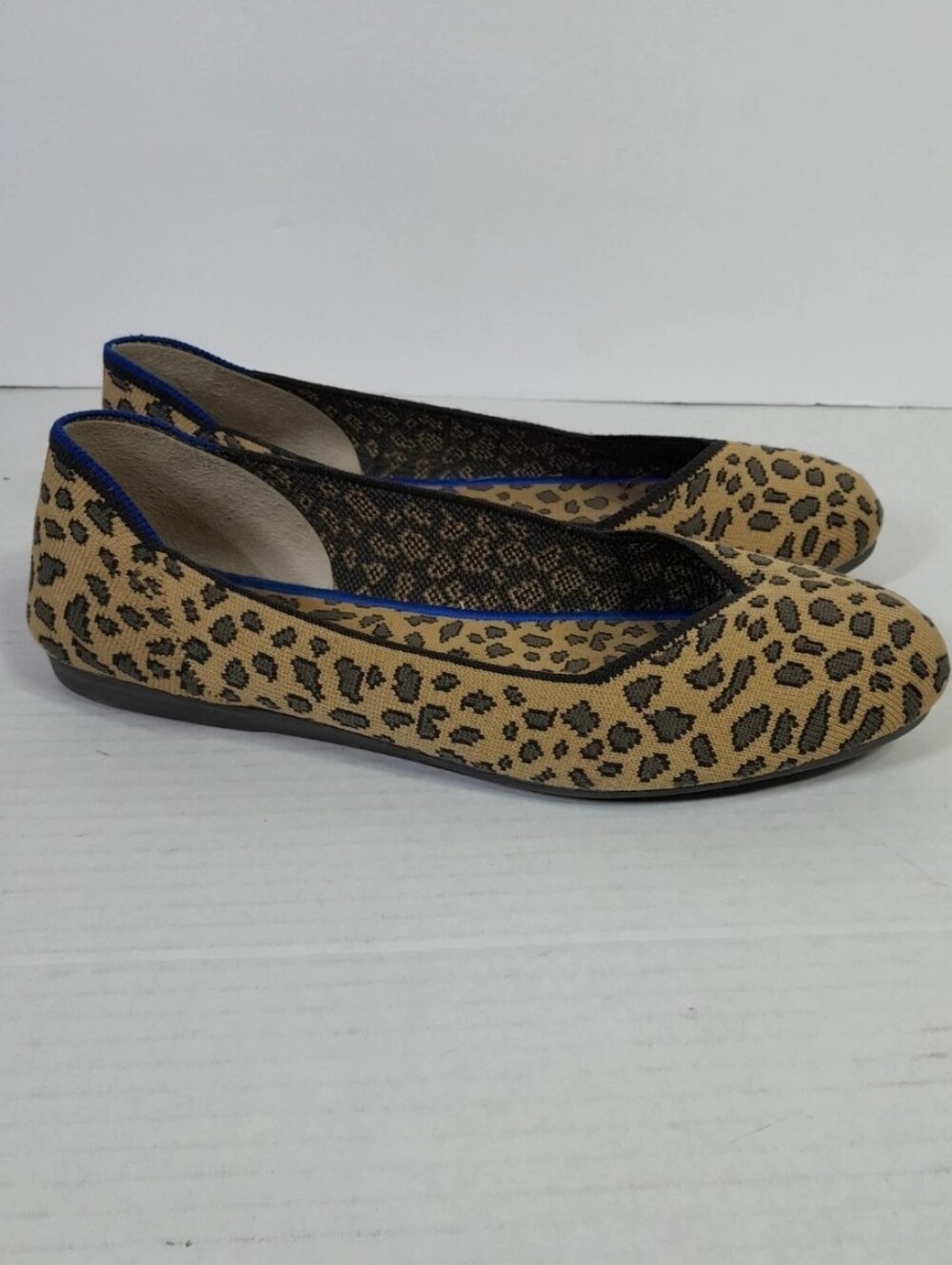 Rothy’s The Flat Round Toe Shoes Women Sz 8.5 Leopard Cheetah Print Slip On